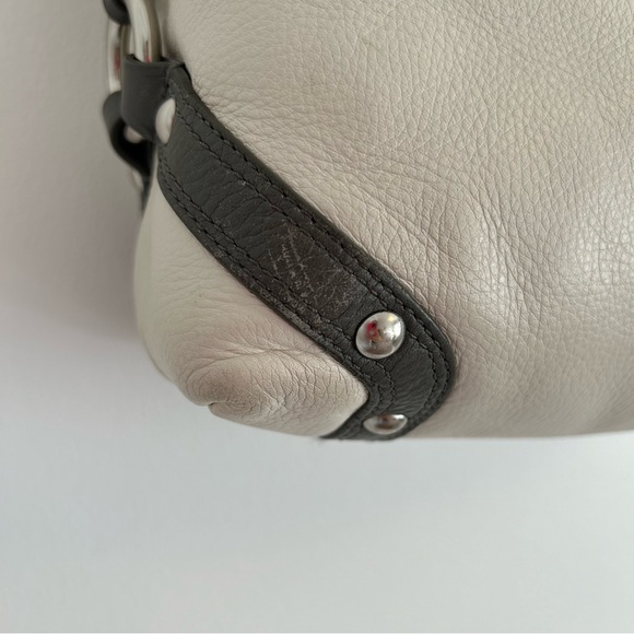 (SOLD) COACH Carly Shoulder Bag Leather Cream Dark Grey - Picture 6 of 12